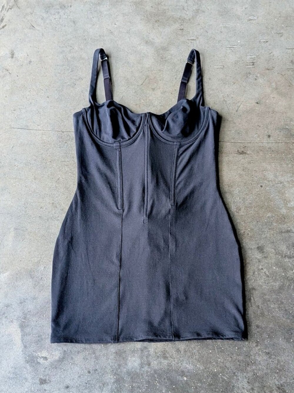 SKIMS Cotton Corset Mini Dress in Black size large